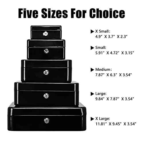 Kyodoled Medium Cash Box with Money Tray,Small Safe Lock Box with Key,Cash Drawer,7.87"x 6.30"x 3.54" Black Medium