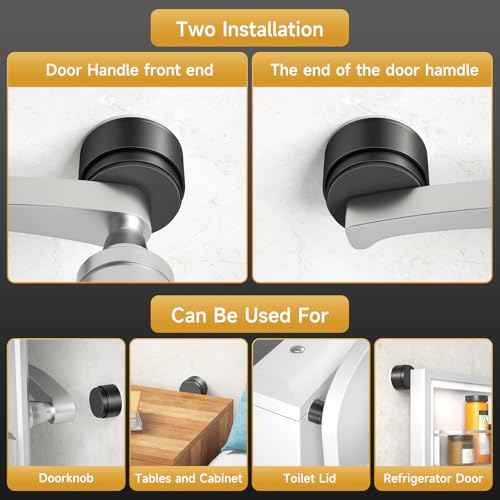 3PCS Door Stoppers for Wall Protector with Adhesive, Aluminum Door Knob Wall Protector, Spring Shock Absorption Technology, Door Bumpers for Walls, 1.38" Diameter, 0.94" Thickness