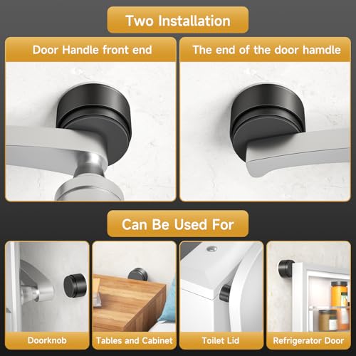 6PCS Door Stoppers for Wall Protector with Adhesive, Aluminum Door Knob Wall Protector, Spring Shock Absorption Technology, Door Bumpers for Walls, 1.38" Diameter, 0.94" Thickness