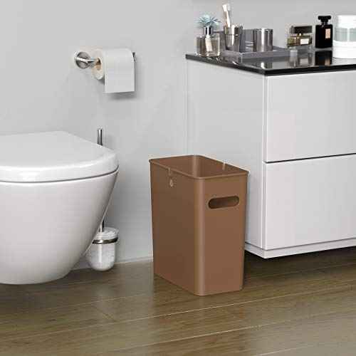 iTouchless SlimGiant 4.2 Gallon Narrow Space Slim Trash Can and File Folder Organizer Storage with Handles, 2-Packs, 2 Toffee Brown, 2 Pack