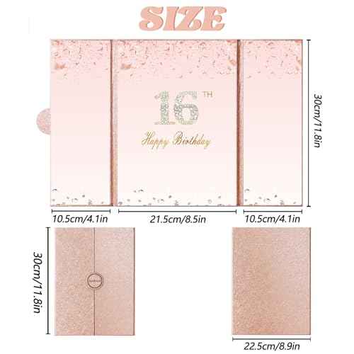 Crenics Sweet 16 Birthday Decorations, Creative Rose Gold 16th Birthday Guest Book Alternative, Large 16th Birthday Signature Book 12" x 18", Great 16 Years Old Birthday Gifts for Girls