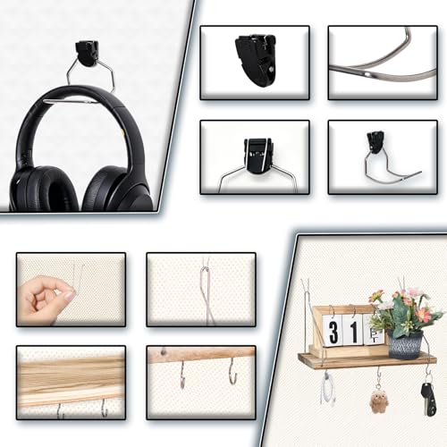 KjsEphitelian Silver 3-Pack Fabric Wall Cubicle Shelf with Headphone Hook Office Organizer