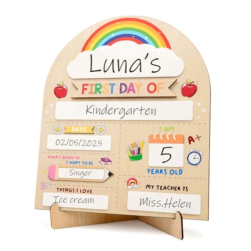 NELXI Back to School Sign - My First & Last Day Wooden Chalkboard for Kids, Reusable Preschool & Kindergarten Classroom Board - Back to Class