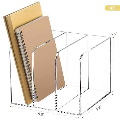 Acrylic Magazine Holder,Clear Desk Organizer with 3 Vertical Compartments,Magazine File Holder Sorter Rack Workspace Organizers for Home Office & Classroom(B5)