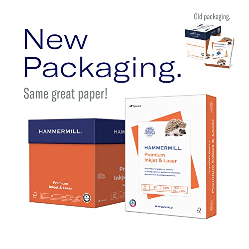 Hammermill 1 Ream (500 Sheets) Premium Inkjet & Laser Printer Paper 24 Lb, 97 Bright, Made in USA