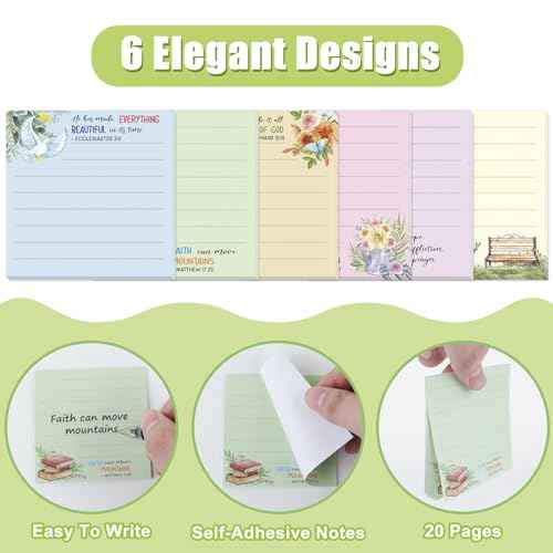 30 Pack Bible Sticky Notes - 600 Sheets Christian Notepads Inspirational Sticky Notes Religious Bible Verse Quotes Notepads for Message Reminder Gifts Diary Lists Schedules Studying Office School