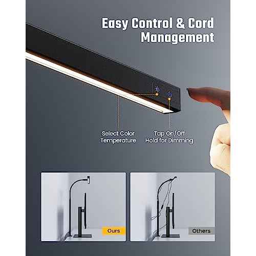 SUPERDANNY LED Desk Lamp for Office Home, Eye-Caring Desk Light with Adjustable Gooseneck, 12W Touch Control Dimmable Brightness, Architect Clamp Lamp with USB Adapter for Reading Study Workbench