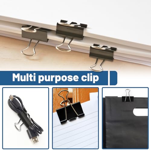 DENGXINWEI 350 Pcs Paper Clips & Binder Clips Set, Black - Assorted Sizes