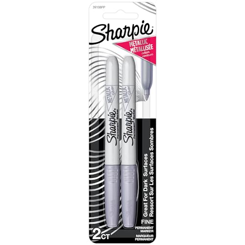 Sharpie Metallic Permanent Markers - Fine Point Silver, Pack of 2, for Dark & Light Surfaces