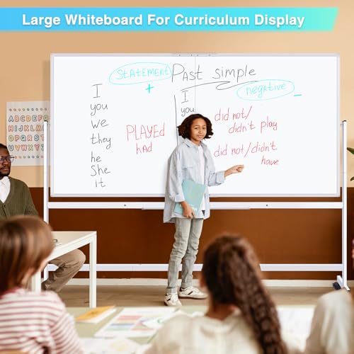 Maxtek 96x48 Inch White Double-Sided Magnetic Rolling Whiteboard Stand