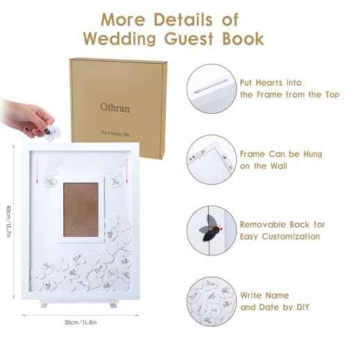 Othran Wedding Guest Book, Wedding Guest Book Alternative with Wooden Hearts, Guest Book Wedding Reception Wedding Book for Guests for Wedding Anniversary Baby Shower Birthday Party