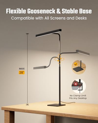 SUPERDANNY Stable Base Black LED Desk Lamp for Home Office - Eye-Caring