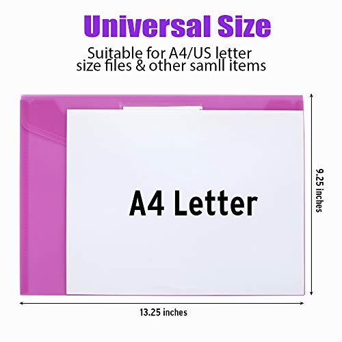 Sooez Multicolor 10-Pack A4 Plastic File Folders Waterproof Document Envelopes