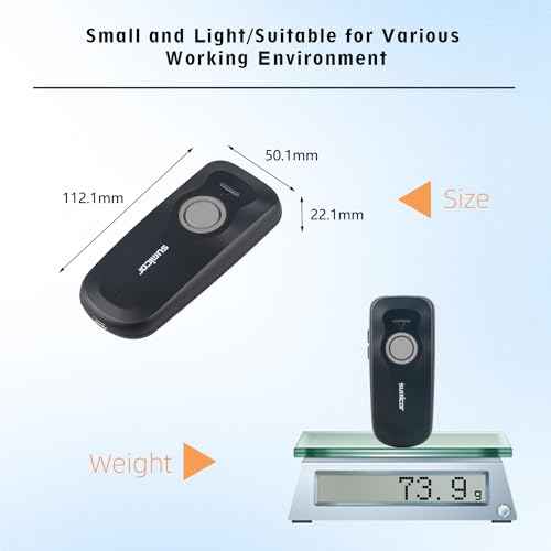 Sumicor Portable 2D Bluetooth Barcode Scanner, 1500mAh Rechargeable Battery with Level Indicator £¦ Volume Keys, 3-in-1 Bluetooth & USB Wired & 2.4G Wireless Mini QR Barcode Scanner