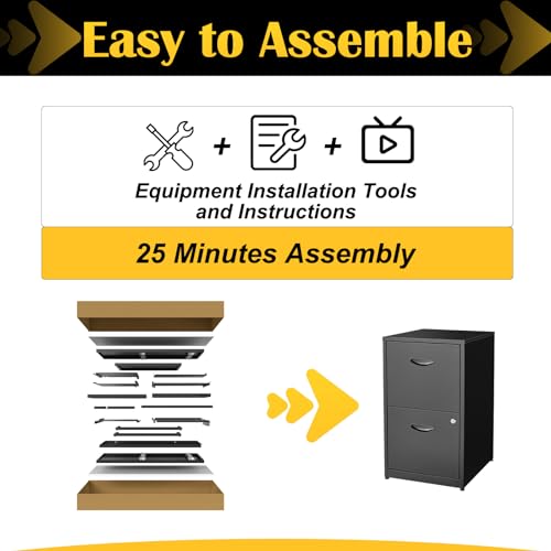 SteeLoong Black 2-Drawer Metal File Cabinet with Lock - Light Duty Office Storage