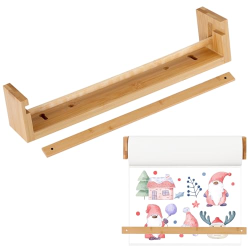 12-Inch Wooden Kraft Paper Roll Dispenser Wall Mount for Art & Kitchen Use