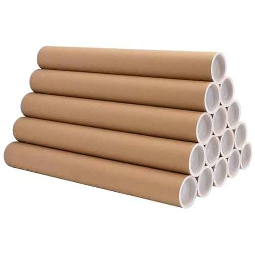 15PCS 2"x18" Kraft Shipping Tubes With Caps, Cardboard Poster Tubes for Shipping and Storage of Documents and Art