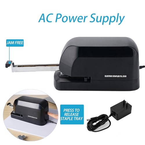 LKTOBS Heavy Duty Electric Stapler, 45-Sheet Capacity, Includes 1500 Staples & Remover, Black (AC Adapter Powered)