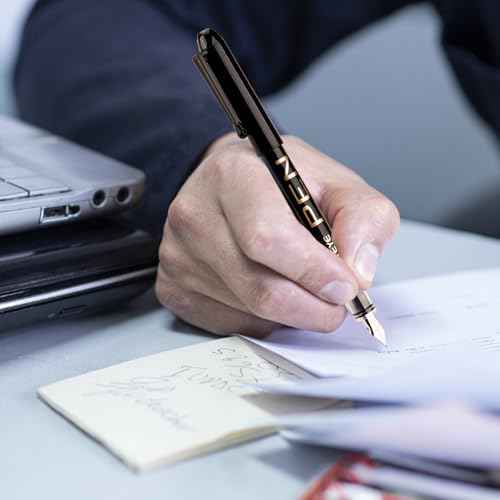 EYEYE Disposable Fountain Pens Fine Point, 4 Black 4 Blue Fountain Pens or Writing, Stainless Steel Nib, Smooth Writing for Journaling, Drafting, Sketching, Doodling & Office Supplies