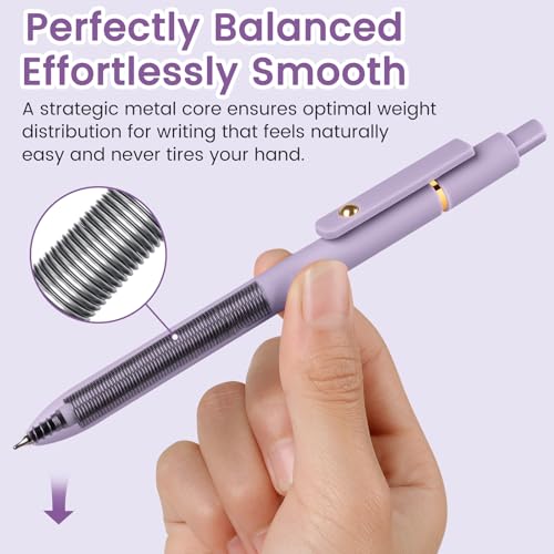 Morandi FIOVER Gel Pens 6 Pack 0.7mm Fine Point Black Ink Retractable Pens