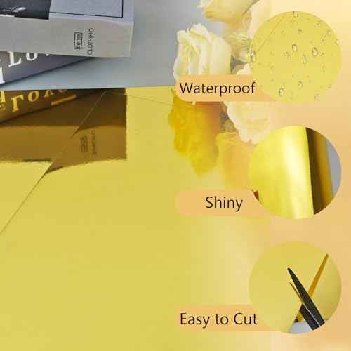 20 Sheets Gold Metallic Cardstock Paper 8.5 x 11in,250GSM Mirror Finish Surface Foil Board Perfect for Crafting, Invitations & Decorations (Gold)