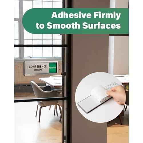 Conference Room Office Door Signs Do Not Disturb, In Use/Available Slider Sign for Home Office Wellness Conference Vacant Occupied Privacy Sliding Door Sign£¬Brushed Silver