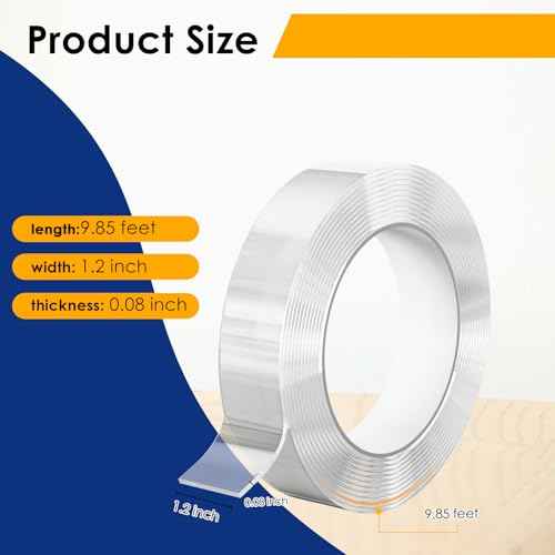 10 Packs Double Sided Tape Heavy Duty, Nano Tape Mounting Tape Clear Multipurpose Strong Adhesive Tape for Home, Office, 1.2 in ¡¿ 9.85 FT