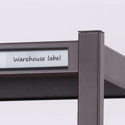 MVISUAL C Channel Magentic Label Holders 1x3 Inches with Paper Inserts and Clear Plastic Protectors,Magnetic Data Card Holders File Cabinet,Pack of 100