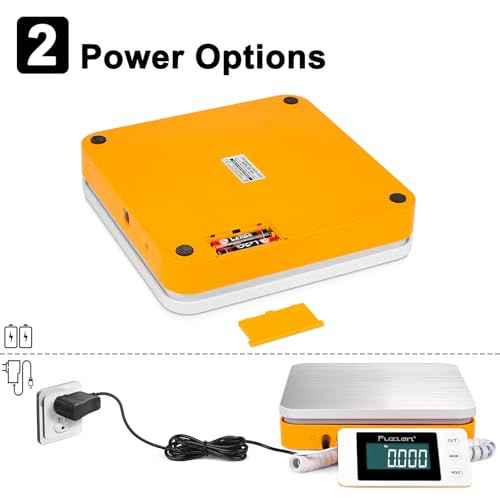 Fuzion Shipping Scale - Digital Postal Scale 110LB x 0.1oz, Large LCD Display, 5 Units, Scale for Packages, Postage - Dual Power Supply (Batteries & Adapter)