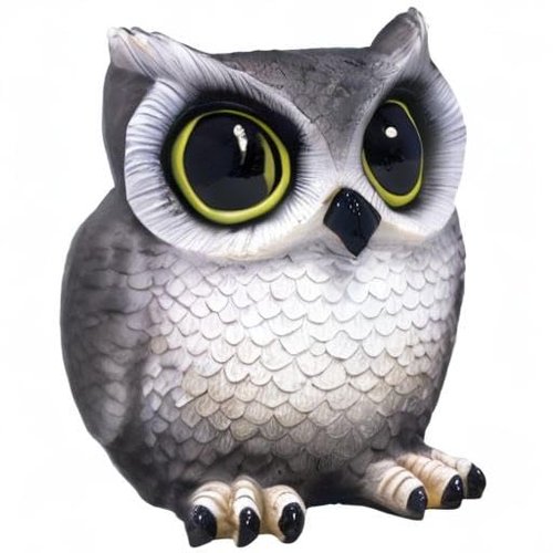 DWK Grey Owl Makeup Brush Holder Organizer Caddy | Handmade Bath Products and Makeup Organizer for Vanity | Farmhouse Gifts Owls Decor Cute Statues for Home Decor - 4"