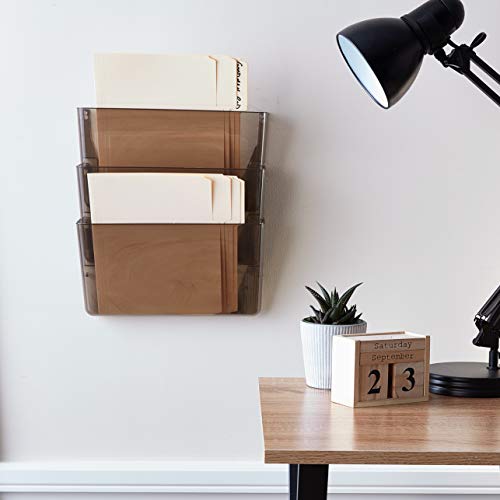 Officemate Wall File, Letter Size with Hanger Set, Smoke, Comes in 3 Pack (21443)