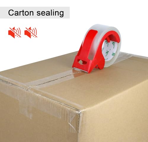 BOMEI PACK No Noise Clear Packing Tape 1.88in x 55yds Refill Rolls Heavy Duty, 6 Rolls with Dispenser