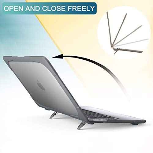 Batianda for MacBook Air 13 inch Case 2020 2019 2018 Release Model A2337 M1 A2179 A1932, Heavy Duty Shockproof Durable Protective Hard Shell Soft Bumper with Fold Kickstand & Keyboard Cover, Grey