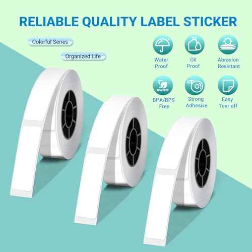ORGBRO X1 Label Maker Tape, Genuine Thermal Label Print Paper 0.47"¡¿1.57"(12¡¿40mm), Standard Laminated Office Labeling Tape Replacement, 160 Tapes/Roll, 3-Roll, White
