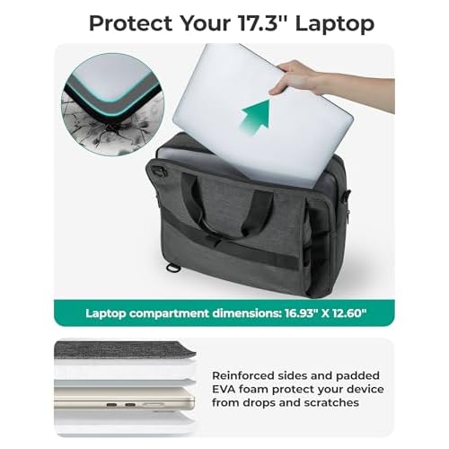 BAGSMART 3 In 1 Laptop Bag for Men, Computer Briefcase 17.3 Inch Laptop Water-Repellent Shoulder Bag, Computer Bag Business Travel Office, Black