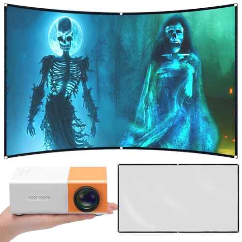 2 Pcs Halloween Window Projector 62.5" x 35" Holographic Rear Projection Screen Set Portable Fabric Double Sided Projector Screen for Projecting Halloween Videos Haunted Windows Film Night