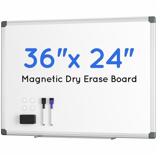 VUSIGN Magnetic Whiteboard, 36" x 24" Dry Erase Board for Wall, Silver Aluminum Frame, Hanging or Mounted White Board for Office, Home, School, Meeting