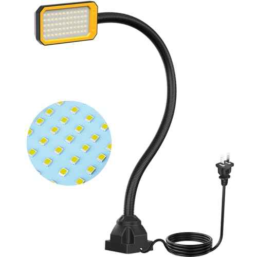 20" LED Gooseneck Work Light 1500LM, Adjustable Machine Lamp w/Screw Mount Base for Lathe, Drill Press, Workbench & Workshop