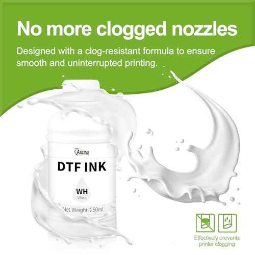 DTF Ink White 500ml, Premium White DTF Printer Ink, DTF Ink Refill for ET-8550 XP15000 L1800, R1390 R2400, DTF Transfer Ink for PET Film (500ml)