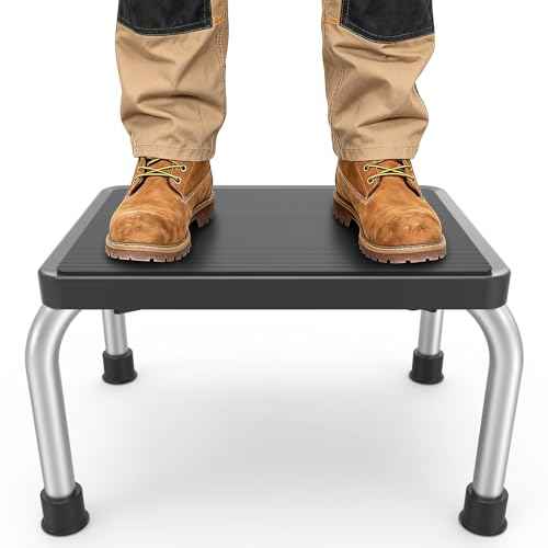 Step Stool with Anti-Slip Platform & Feet, Widely Use Foot Stool for Bedroom Kitchen Bathroom, Heavy Duty Step Stool Holds up to 350 lbs
