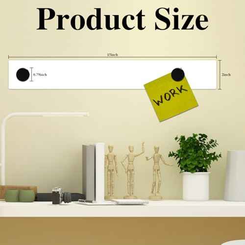 Lockways Magnetic Whiteboard Strip Set, 4 Pieces 2 x 15 Inch Bulletin Board bar, White Color,Adhesive Backing Memo Board for Office, Magnetic Calendar, Photos, Name Cards & Papers