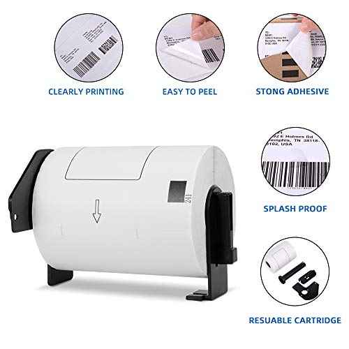 COLORWIING 4" x 6" Shipping Labels Compatible for Brother DK-1241 102mm x 152mm Die-Cut Large White Address Paper Labels, for Brother QL-1110NWB QL-1100 Label Printer (4 Rolls+1 Frame)
