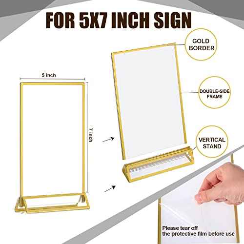 18 Pieces Frames Table Numbers Clear Table Sign Double Sided Picture Photo Frame Table Number Holder Acrylic Sign Holder for Wedding Table Menu Holder(5 x 7 Inches,Gold)