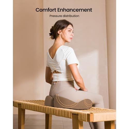 ProtoArc Seat Cushion, Office Chair Cushion for Sciatica, Coccyx Cushion, Ergonomic Memory Foam Seat Cushion for Car, Home, Pressure Relief Pad for Hip, Tailbone, All Day Comfort - Coffee