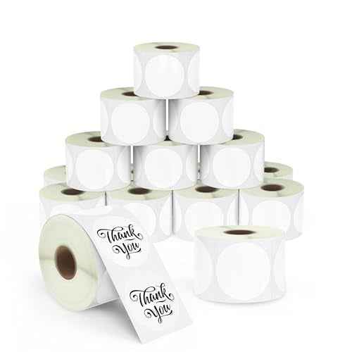 BETCKEY 2 Inch Circle Thermal Sticker Labels, Compatible with Zebra & More Label Printer, Perforated [16 Rolls, 12000 Round Labels]
