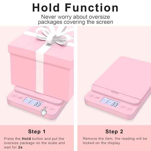 THINKSCALE Shipping Scale, 86lb/0.1oz Postal Scale-Candy Pink Style, Hold/Tear Function, Flip up Holder Postage Scale, Digital Scale for Packages Small Business and Mails, Battery & AC Adapter