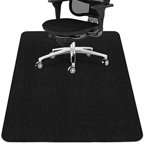 Sycoodeal Office Chair Mat for Hardwood Floor,Office Computer Gaming Chair Mat for Tile Floor,Large Floor Protector Rug,Anti-Slip,Easy to Clean,Pure Black(48"x55")