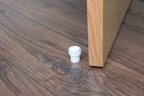 EVI Door Stops |White Stainless Steel Door Stopper - Screw Fastening - Rubber Protector - 0.94 x 1.38 Inch Door Stop