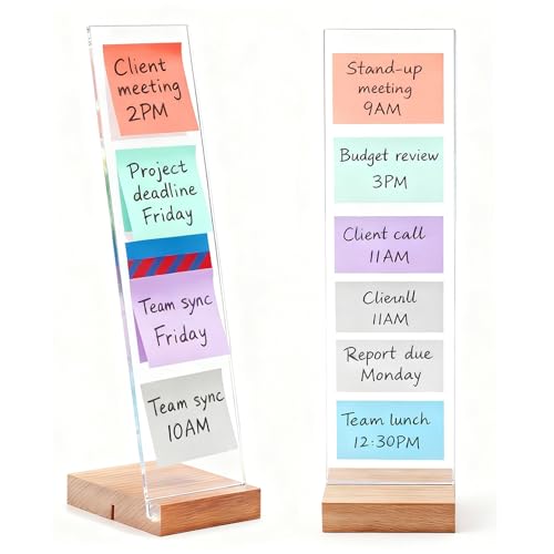 EFINLUKY Transparent 2-Pack Monitor Sticky Note Holder Acrylic Message Boards