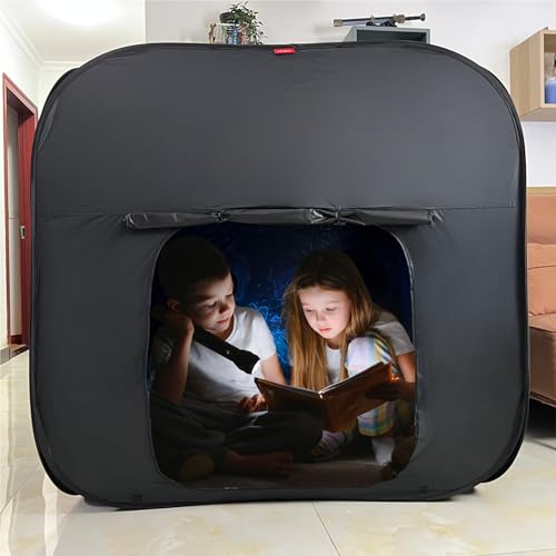 Sensory Tent for Kids & Adults with Autism ADHD SPD - CPC Certification Large Size 40x40in Black Out Calm Corner Helps Children Relax Reduce Anxiety - Pop-up Autistic Sensory Room Play Tent